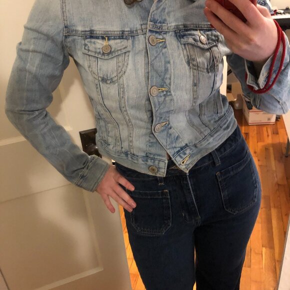 American Eagle Cropped Jean Jacket—Tribal, Southwestern, Boho [small] - Picture 3 of 3